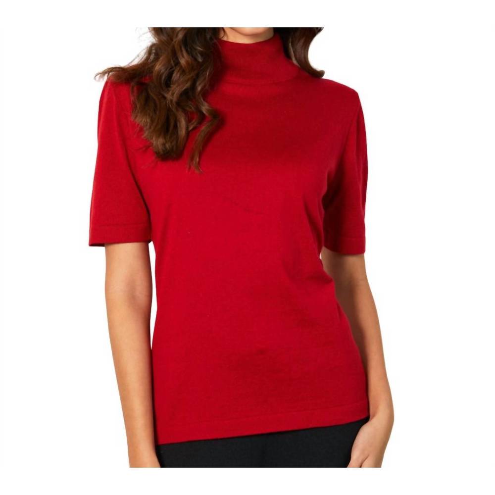 NEW ANGEL APPAREL short sleeve mock neck top in rouge